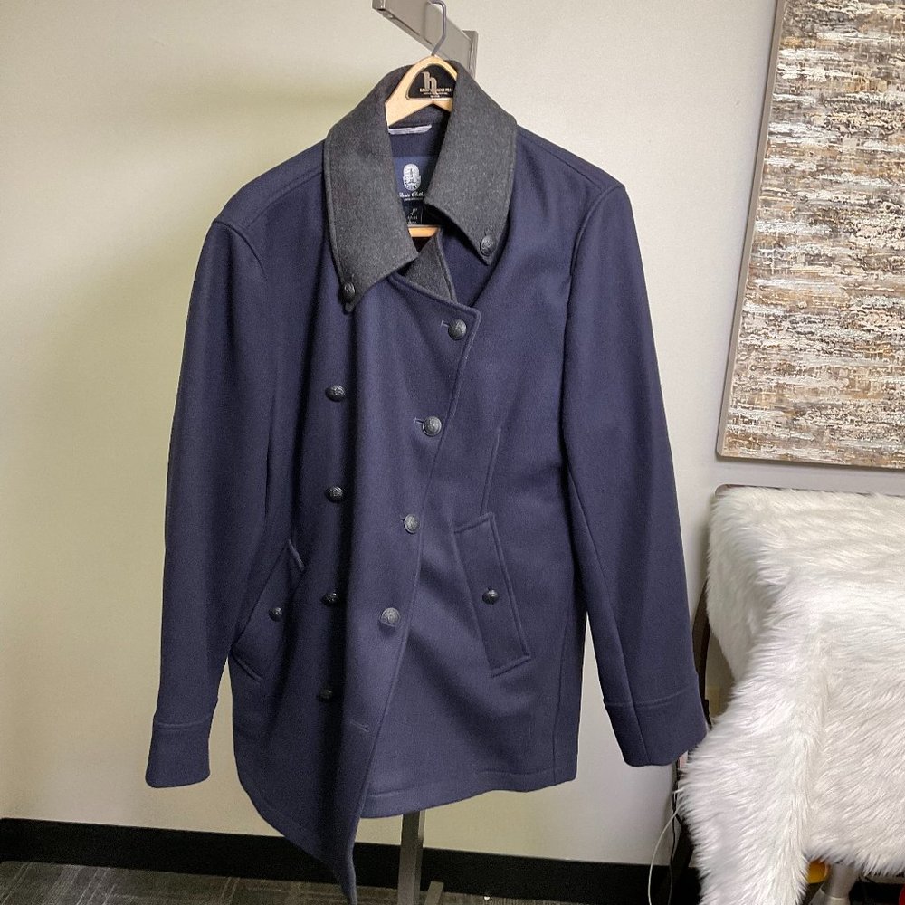 Lands' End Mens Blue Special Edition 815 Of 1776 Double Breasted Pea Coat Size L